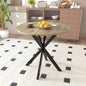 31.5" Small Round Dining Table for 2-4 People, Space Saving Circle Kitchen Dinner Table, Stable X-Legs Dining Room Desk for Kitchen, Apartment, Natural Oak