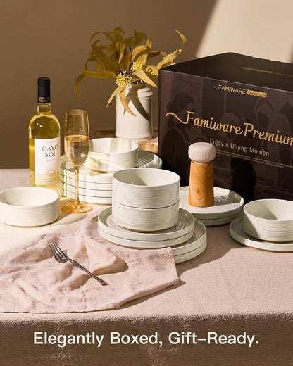 Stoneware Dinnerware Set for 8, Plates and Bowls - Image 7