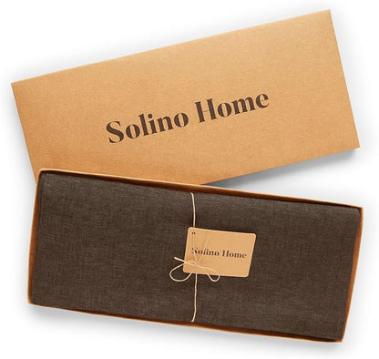 Solino Home 100% Pure Linen Table Runner Brown Woven, Athena 14 x 60 in | Table - Image 6