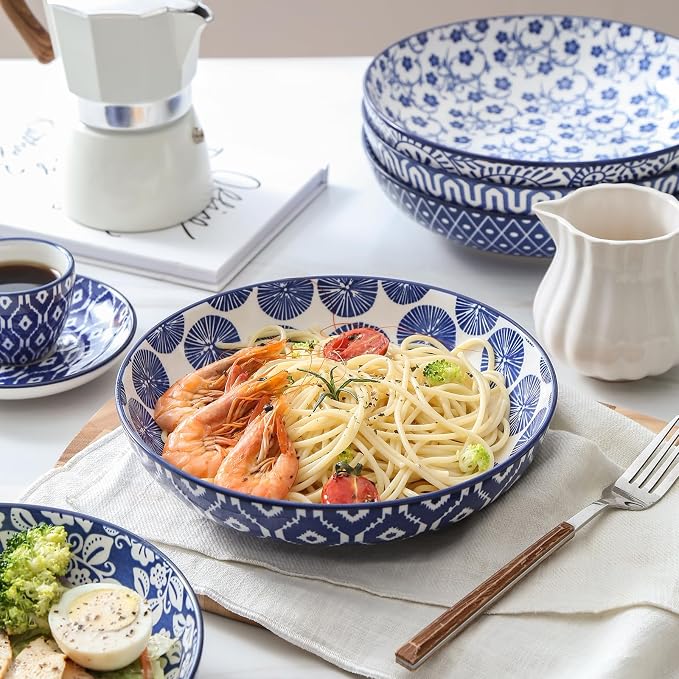 Selamica Ceramic Pasta Bowls Set 34 OZ, Large Salad Bowls 8.6 Inch Dinner Bowls - Image 5