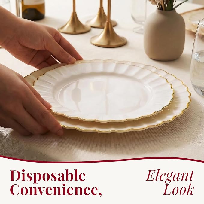 HEAVYWEIGHT Gold Scalloped Plastic Plates - Image 2