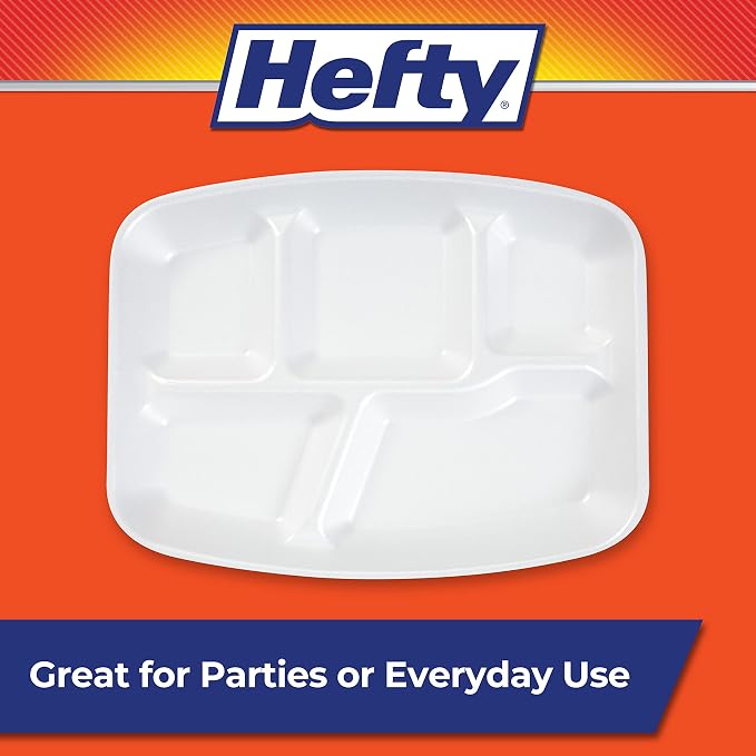 Hefty Everyday Soak-Proof Foam Compartment Tray, 9x11 Inch, Soak-Proof - Image 4