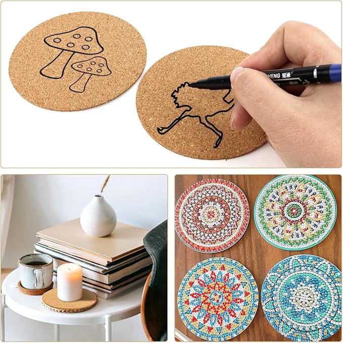 Tenalleys 10 Pack Round Cork Coasters, DIY Coasters & Craft Accessories - Image 7