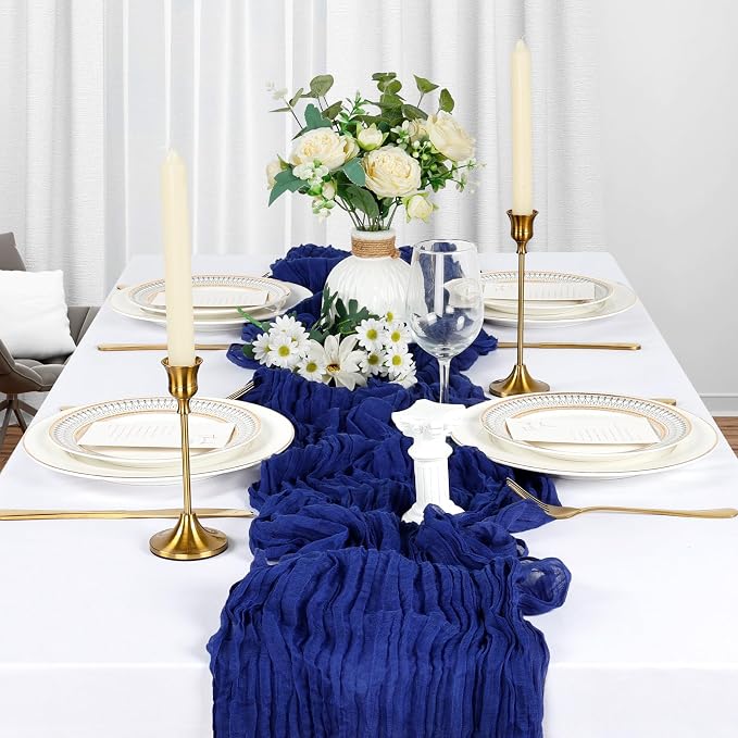 10 Pack 17 x 108 Inch Royal Blue Table Runner Cheesecloth | Gauze Cheese Cloth - Image 3