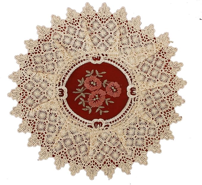 Set of 4 Small Mini Lace Table Doilies Round 12 inch, Victorian Style and by Simhomsen