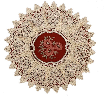 Set of 4 Small Mini Lace Table Doilies Round 12 inch, Victorian Style and by Simhomsen