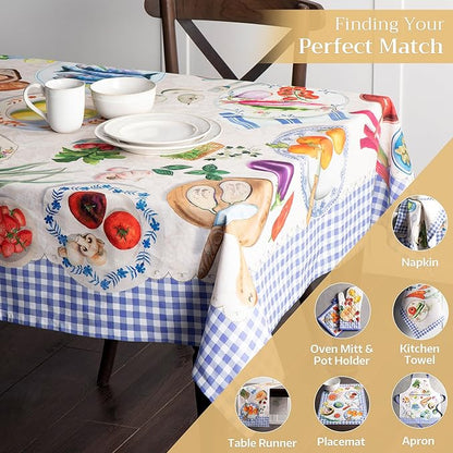 Maison d' Hermine Table Cloth Rectangle Table 100% Cotton 70 x 90 Inches Tablecloth Reusable Decorative for Dining Room Farmhouse Home Valentines Day Decorations Spring Summer - Gourmand