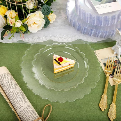 100Pcs Clear Scalloped Plastic Plates - Image 6