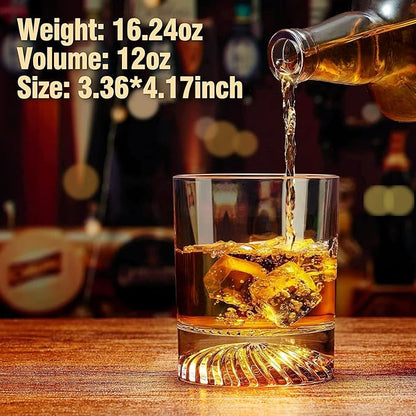 OPAYLY Whiskey Glasses Old Fashioned Glasses Set of 4 12oz Rocks Glasses Gift - Image 3
