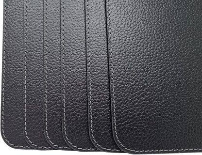 Nikalaz Set of 6 Placemats Made of Recycled Leather (18"x13", Black)