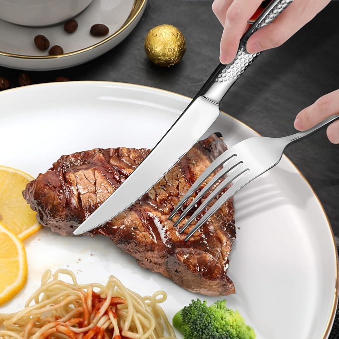 Hammered 30 Pieces Set Silverware Set - Image 7