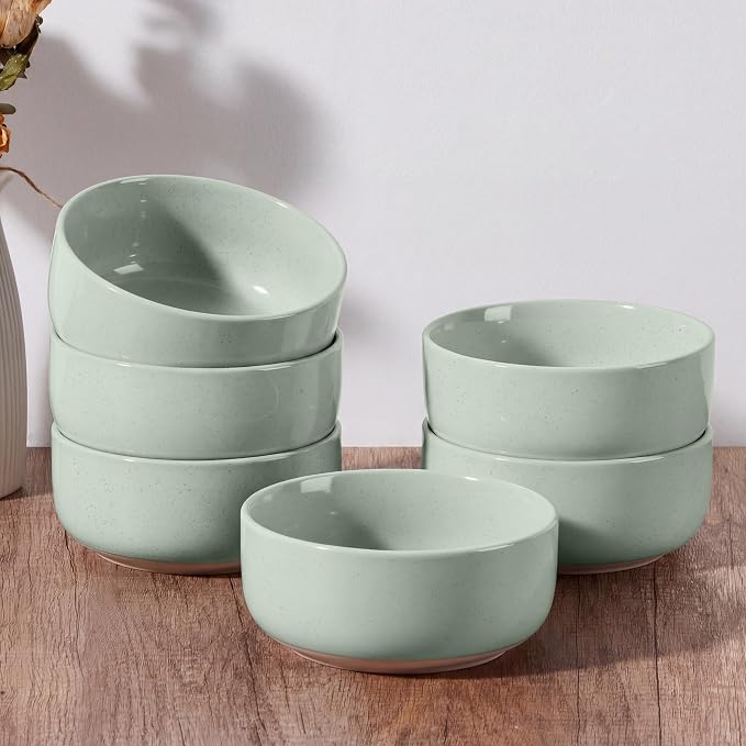E-far Cereal Bowls Set of 6, 27oz Ceramic Deep Soup Bowls by E-far