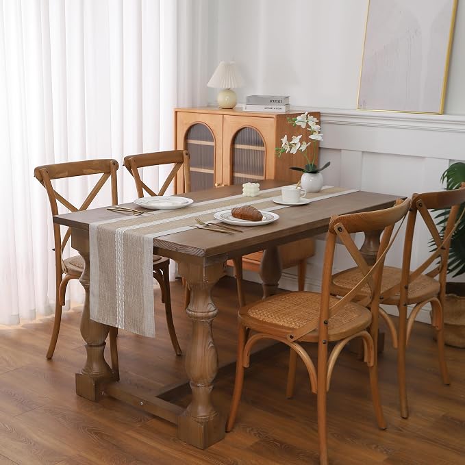 Gernaice Boho Table Runner, Rustic Cotton Linen Farmhouse Table Runners - Image 2