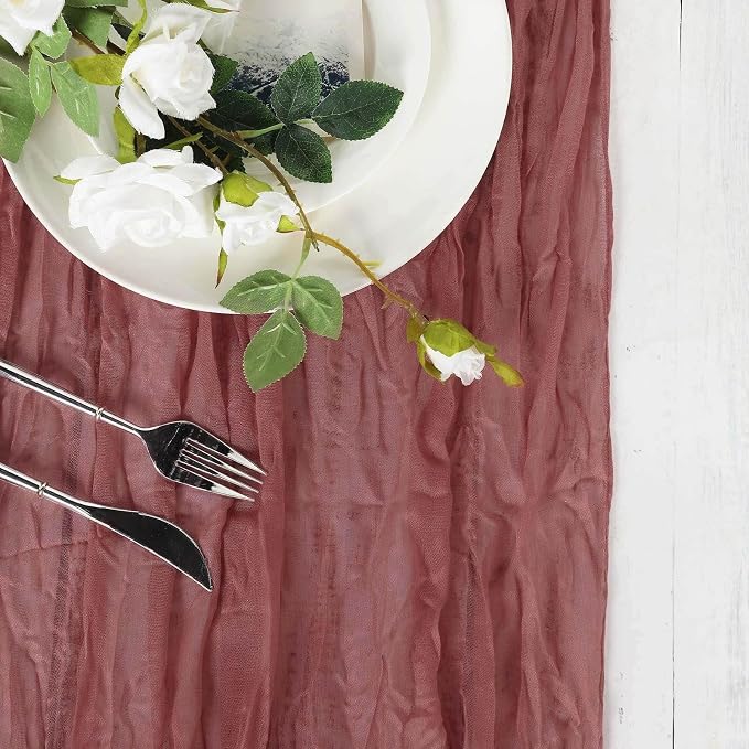 Efavormart 10ft Mauve Cheesecloth Table Runner - Image 6
