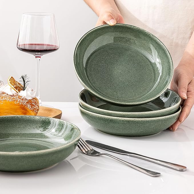 AmorArc 8.5’’ Ceramic Pasta Bowls Set of 4, 36oz Large Stoneware Bowls Set | - Image 7