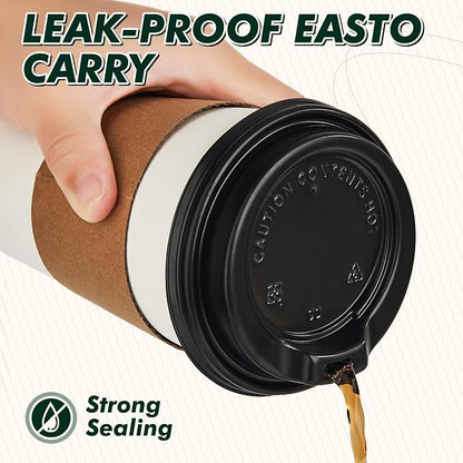 16 oz Coffee Cups with Lids and Sleeves 100 Pack, Thickened Paper Cups - Image 9