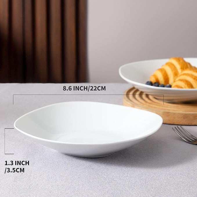 fMBB Ceramic Large Soup Bowls, 8.6 Inches, Modern 4-Piece Deep Salad Plates Set - Image 2