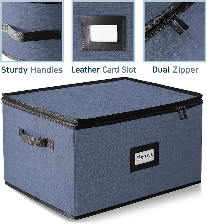 Wine Glass Storage Box with Dividers, 2 Pack Stackable Stemware Storage Cases - Image 3