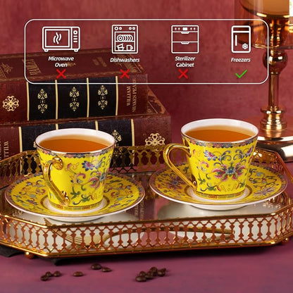 KAMMAK Tea Cup and Saucer, Ceramic Coffee Cups, Afternoon Tea and Entertaining - Image 5