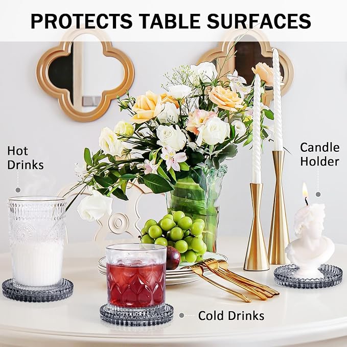 Modern Clear Glass Coasters Set of 6, Cute Coasters Table Mats - Image 5