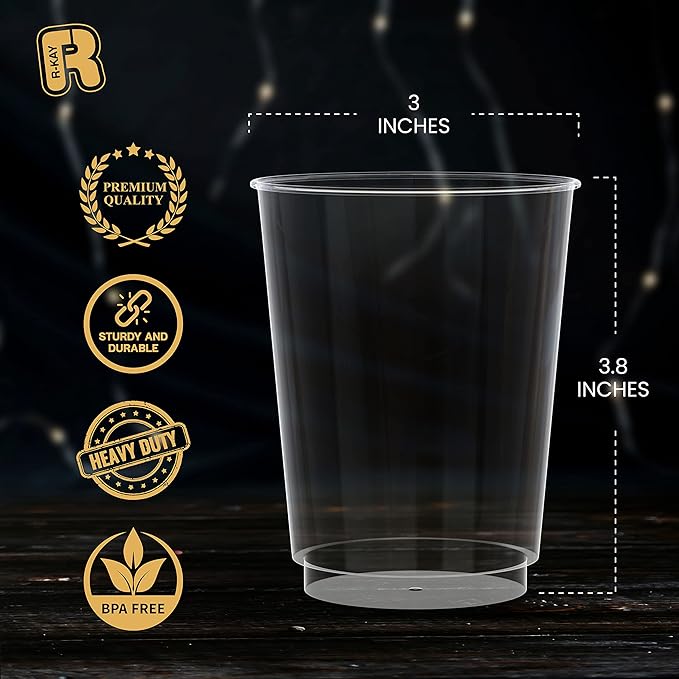 R-kay Clear Plastic Cups, 50 Pack Heavy Duty 10 OZ Disposable cups, Plastic - Image 4