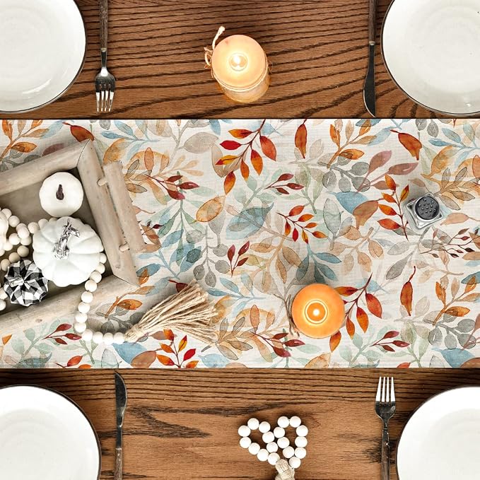 Artoid Mode 210 GSM Fall Table Runner 13x48 Inch Home Party Decor | Beige - Image 4