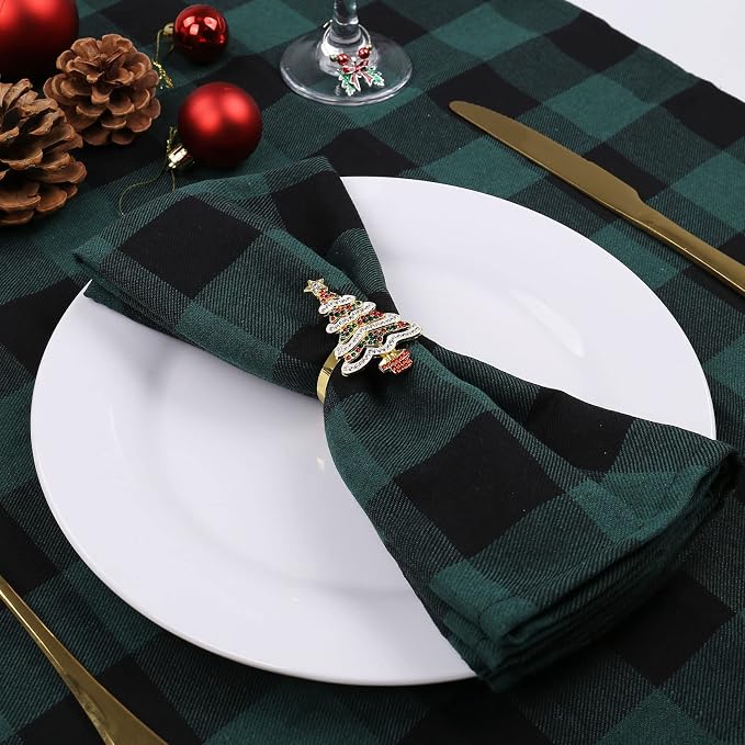 wonlex Christmas Tree Napkin Rings Set of 6 - Image 2