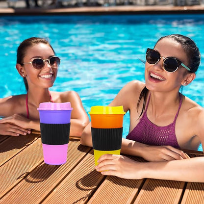 Color Changing Cups, 5 Pack 24oz Plastic Tumblers, Reusable Iced Coffee & - Image 5