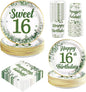 250 Pcs Sage Green Sweet 16 Party Decorations, Serves 50 | Sage Green 16th by Greencian