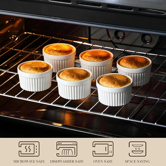 MALACASA Ramekins 6 oz Oven Safe, Porcelain Creme Brulee Ramekins Pudding - Image 4