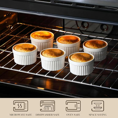 MALACASA Ramekins 6 oz Oven Safe, Porcelain Creme Brulee Ramekins Pudding - Image 4