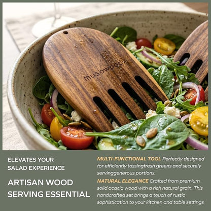 muso eood Acacia Salad Hands, Wooden Salad Tongs, 1 Pair | - Image 4