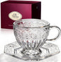 Vintage Glass Tea Cup and Saucer Set, 12 oz Large Coffee Cup | Handcrafted by Unknown