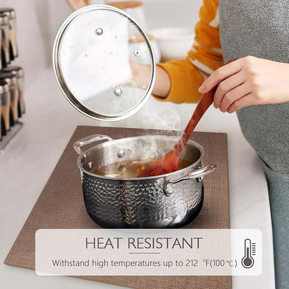 Faux Leather Placemats Set of 4 Washable PU Table mats for Kitchen Table - Heat Resistant, Waterproof, Easy Clean, Anti Slip 11.8" x 17" (Dark Brown-4 Pack)