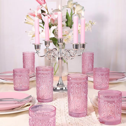 abrwyy Pink Drinking Glasses, 12oz Pink Glassware, Vintage Glassware | - Image 7