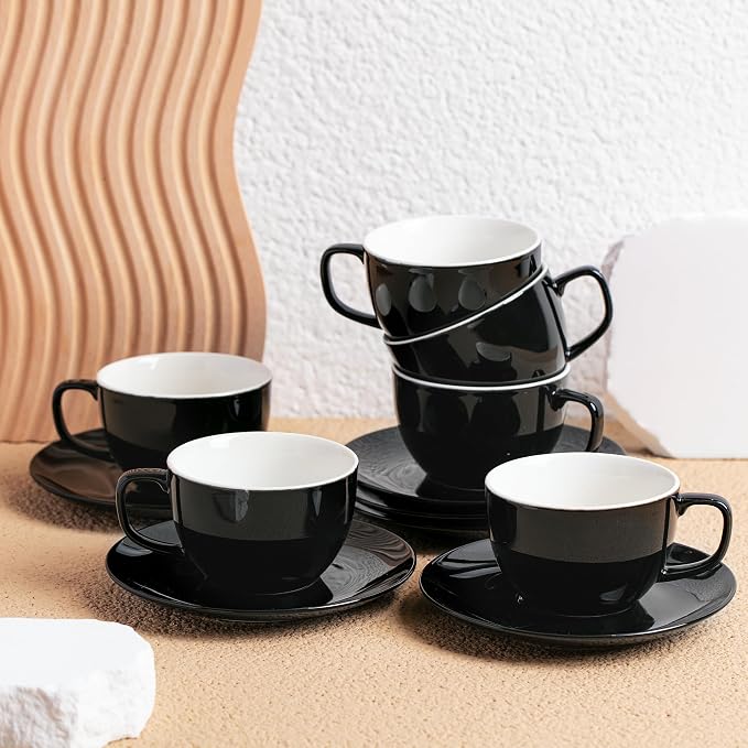 BTaT- Cappuccino Cups with Saucers 6 oz, Au Lait, Flat White, Dishwasher - Image 7