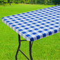 Smiry Rectangle Picnic Table Cloth, Elastic Waterproof Fitted Vinyl Tablecloths, Flannel Backed Buffalo Plaid Table Covers for Dining, Camping, Outdoor (White and Blue, 36" x 72")