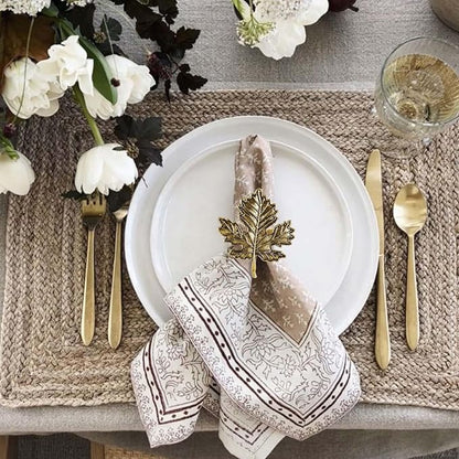 wonlex Thanksgiving Napkin Rings Set of 6, Brass Maple Leaf Napkin Rings Holder - Image 4