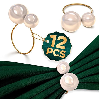 Pearl Napkin Rings Set of 12, and Party Tables by Leglo