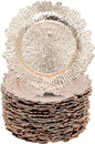 LOYALHEARTDY 24 Pack 13 Inch Rose Gold Charger Plates, Plastic Reef Textured Rim Round Decorative Underplates for Wedding, Party, Dinner Table