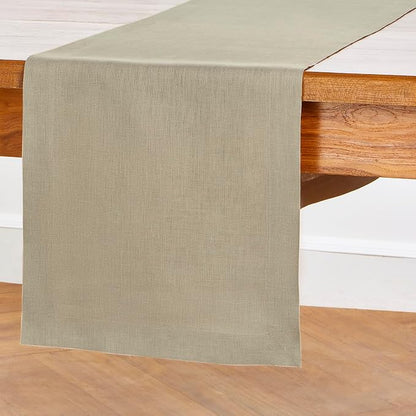 Solino Home 100% Linen Dining Table Runner Khaki Woven, Fete 14 x 72 in | Table - Image 5