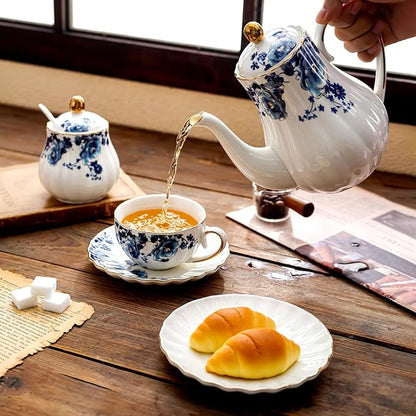 Agyiuns ceramic tea cup and saucer set of 4, floral teacup sets - Image 7