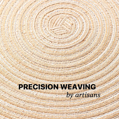 Round Placemats Set of 6 Woven Placemats Washable Braided Table Mats for Dining Table Heat Resistant Non-Slip Circle Place Mats(Beige)