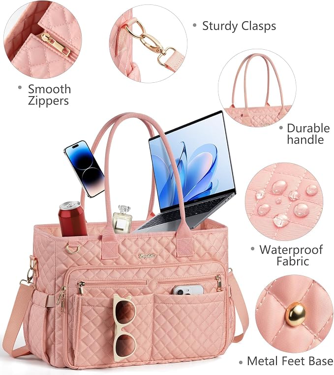 Bagstellar Teacher Tote Bag for Women, 15.6" Laptop Work Tote Computer Bag | - Image 7