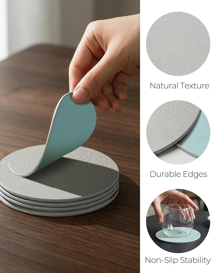 Leetaltree Reversible Leather Coasters Set of 18 - Image 4