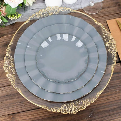 Efavormart 11" Dinner Plates – Set of 10 Plastic Dusty Blue Round Disposable - Image 9