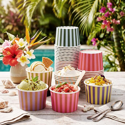 CHENGU 60 Pcs Palm Beach Striped Ice Cream Bowls Disposable, 9 oz Convenience - Image 7
