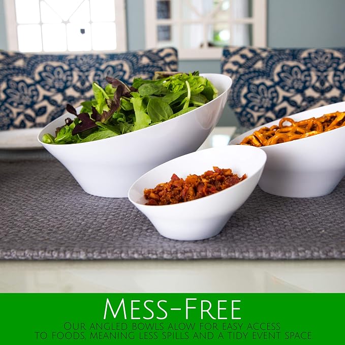 PLASTICPRO Disposable Angled Plastic Bowls Round Medium Serving Bowl, Elegant - Image 5