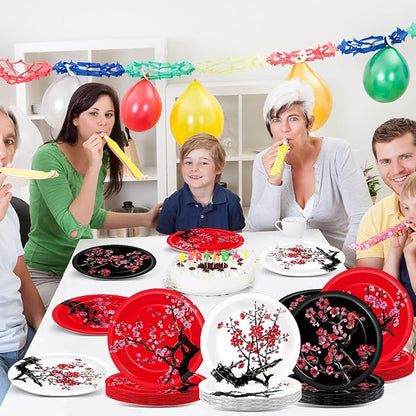 48Pcs Hibachi Party Decorations Supplies Cherry Blossom Dinnerware Disposable - Image 7