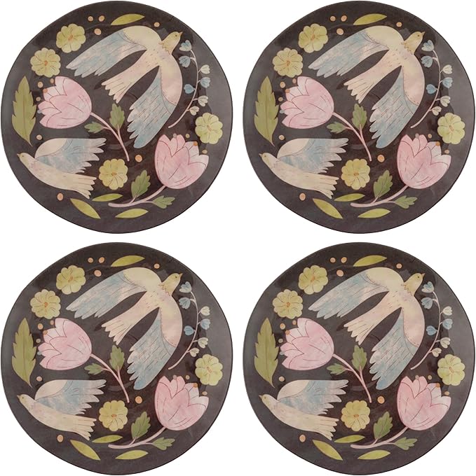 Karma, 8.75 inches Melamine Salad Plates Set of 4, Reusable Dishwasher Safe by KarmaGifts